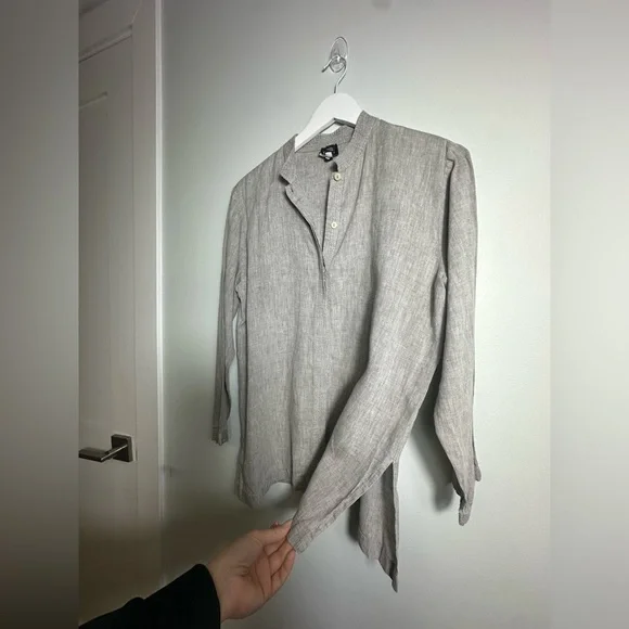 Eileen Fisher  Linen Gray Shirt Medium - Picture 7 of 11